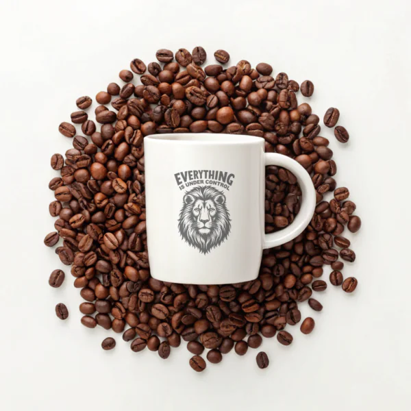 White Coffee Mug Lion art