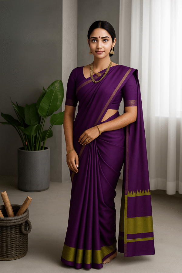 Mangalagiri - Purple Colour-Gold Border