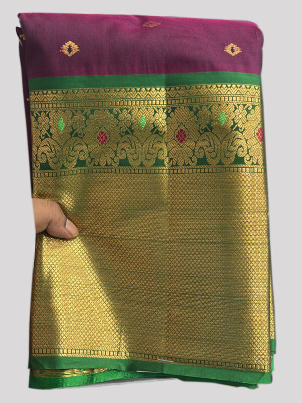 Semi Gadwal - Maroon-Green Border