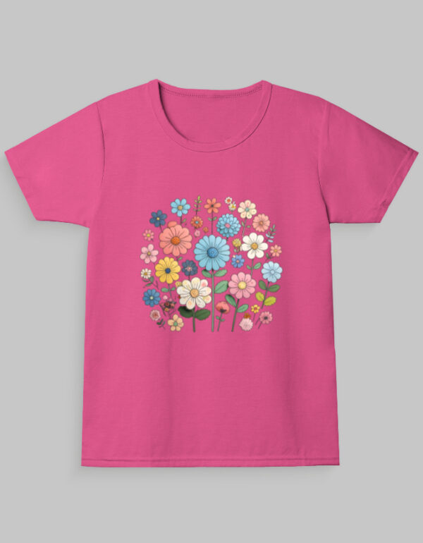 Girl's Crew Neck T-Shirt bunch flowers