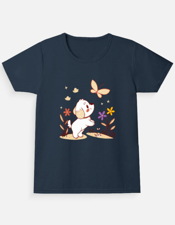 Girl's Crew Neck T-Shirt cute dog