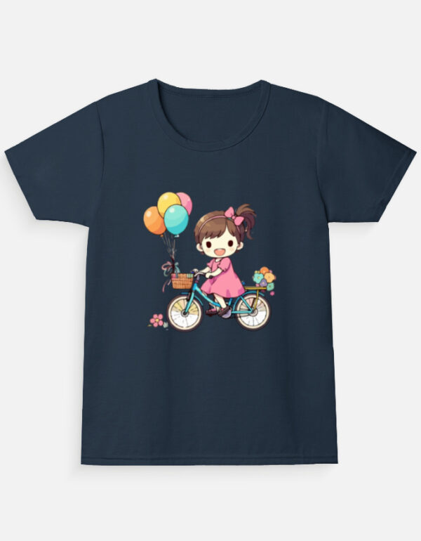 Girl's Crew Neck T-Shirt bicycle girl
