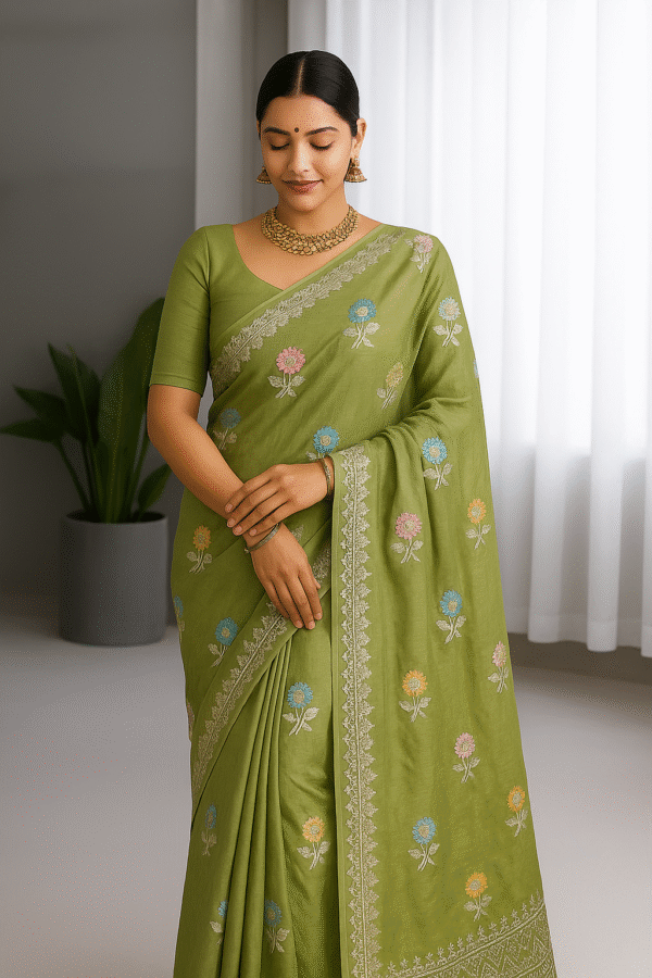 Sumangali-Glass-Saree-green