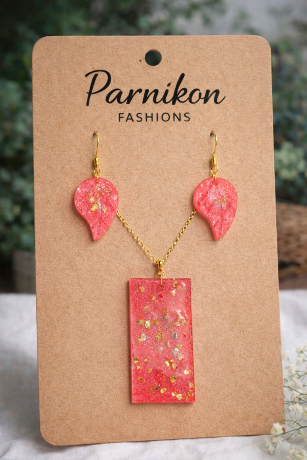 Pendant Set Leaf Pink